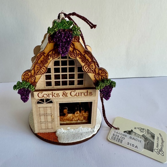 Holiday Ginger Cottage Ornament Wine & Cheese - Picture 3 of 7